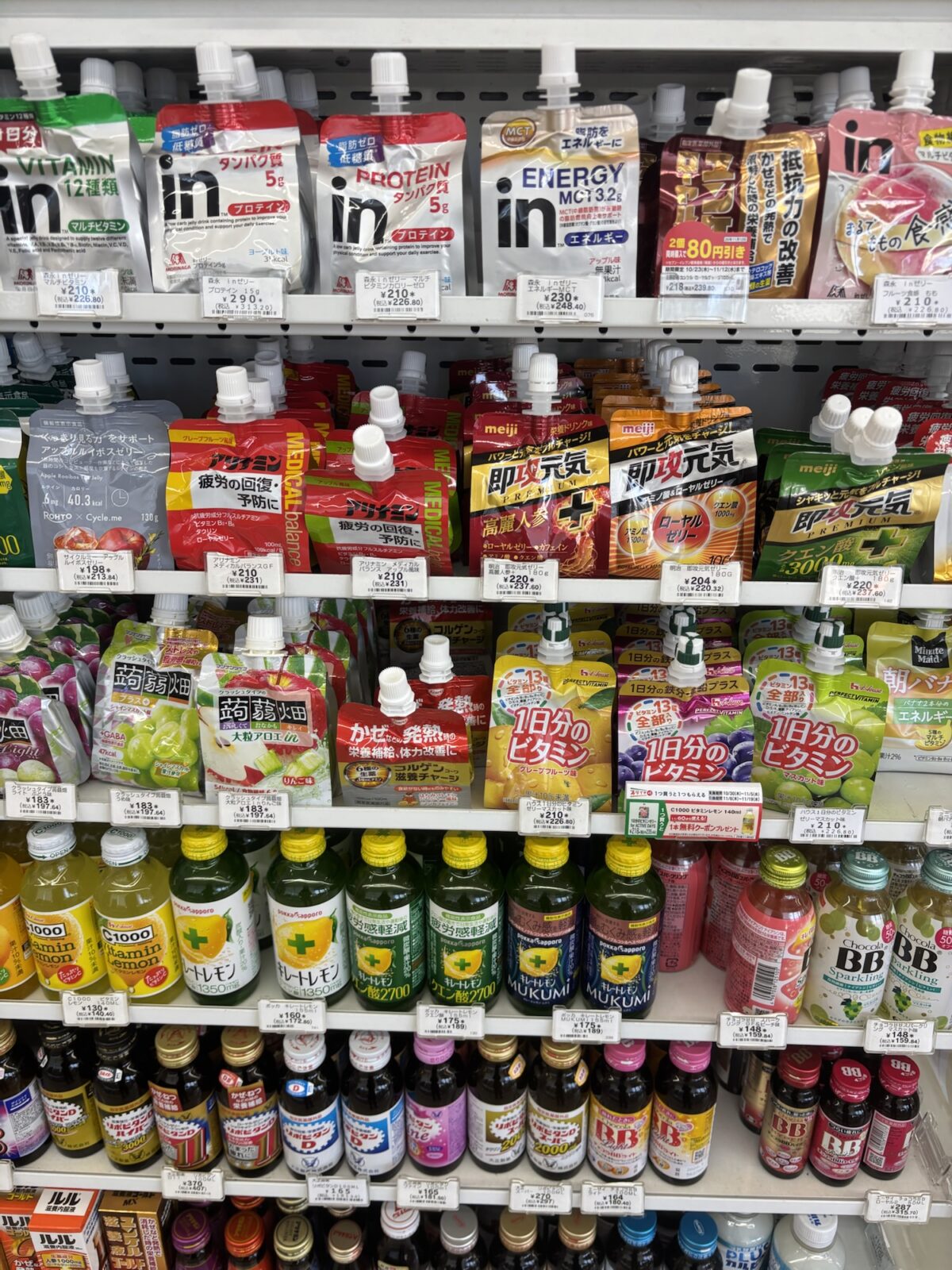 ゼリー・栄養系ドリンク棚｜価格帯の比較